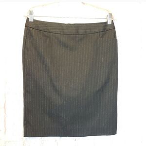 EXPRESS DESIGN STUDIO Black &Metallic Silver Pinstripe Pencil Skirt 4